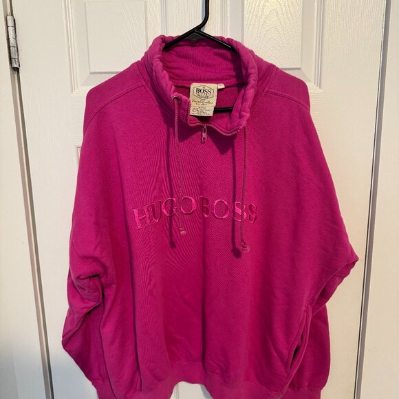 Vintage Hugo Boss Pullover Quarter-Zip Sweatshirt – Size Large, Pink - Picture 1 of 2